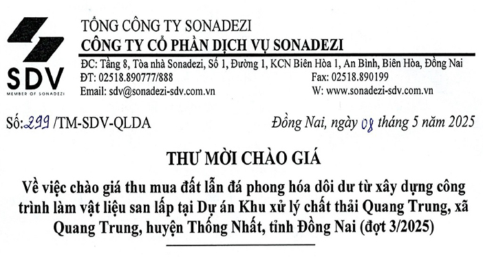 THƯ MỜI CHÀO GIÁ