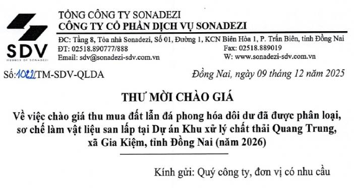 THƯ MỜI CHÀO GIÁ